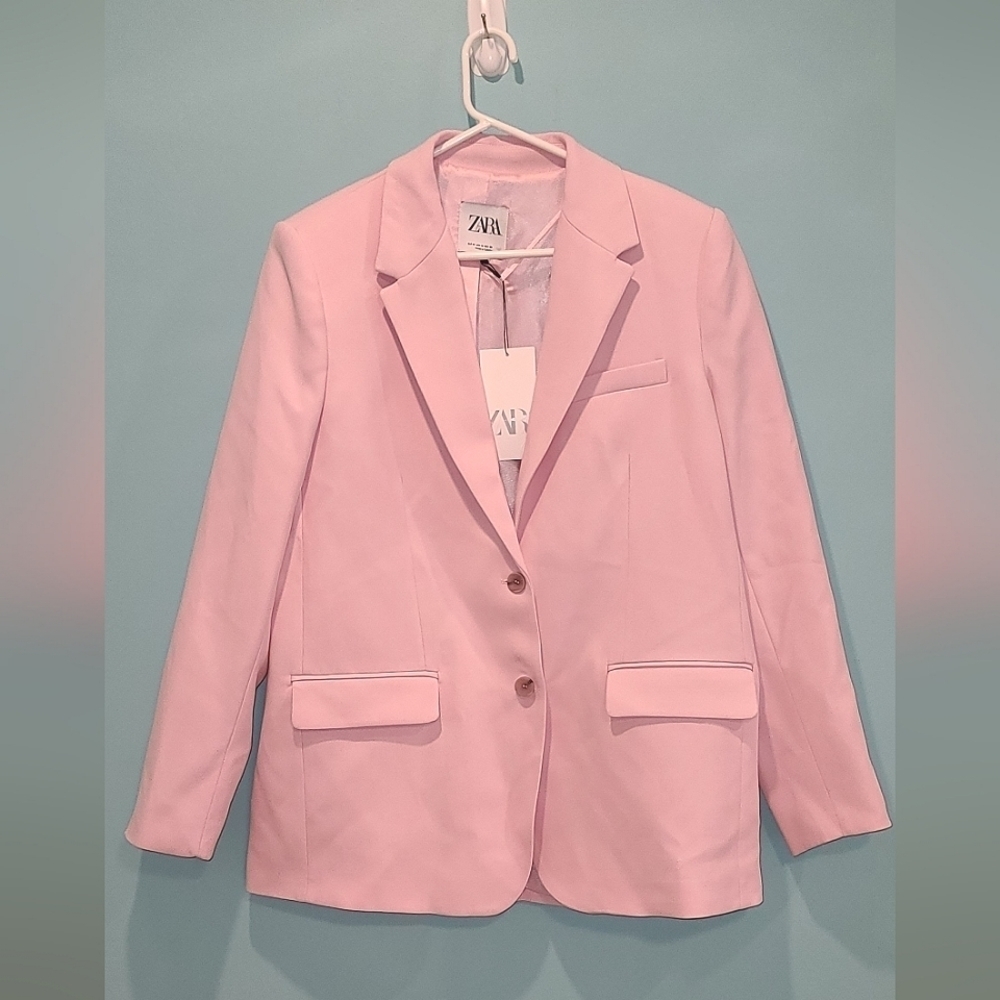 NWT ZARA straight cut blazer Pink  M - Picture 3 of 15